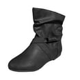 thumbnail image 6 of Mepaouo Women's Ankle Booties Buckle Mid Calf Slip on Slouch Flat Heel Comfort Riding Boots, 6 of 7
