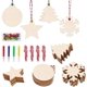thumbnail image 1 of 40 piezas de adornos navideños de madera, rodajas de madera sin terminar con agujeros para niños, manualidades, centros de mesa, decoraciones colgantes navideñas, 4 estilos, 1 of 8