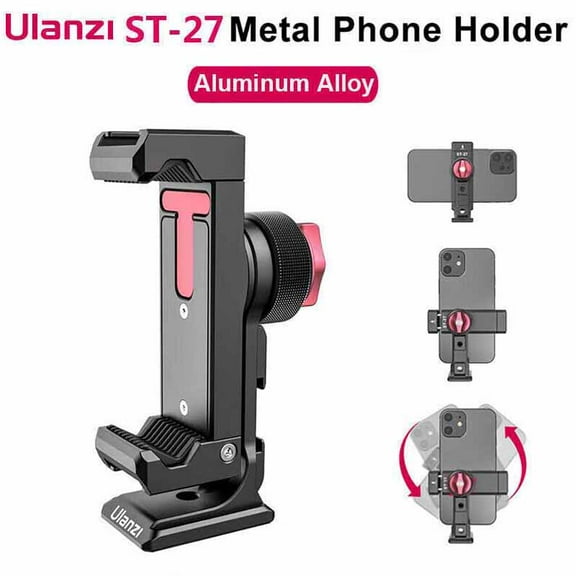 Ulanzi ST-27 Metal Phone Holder Mount With Cold Shoe Arca 360° Rotatable Tripod Mount