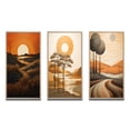 thumbnail image 2 of Designart "Retro Mountain Meadows Golden Sunset IV" Meadow Framed Wall Art Set Of 3 - Orange Traditional Frame Gallery Wall Set For Home Decor, 2 of 6