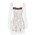 thumbnail image 3 of ZQUUVOU Women's Summer Casual Dress V-Neck Long Sleeve Short Dress White, 3 of 4