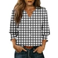 thumbnail image 3 of HVOBTTY Women's Print Button Front Cardigan 3/4 Sleeve V Neck Casual Fashion Lightweight Soft Tops Black, XL, 3 of 5