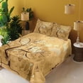 thumbnail image 3 of Ambesonne Tree Fitted & Top Sheet Set with Shams, Branches and Butterfly, Yellow and Pale Brown, 3 of 5