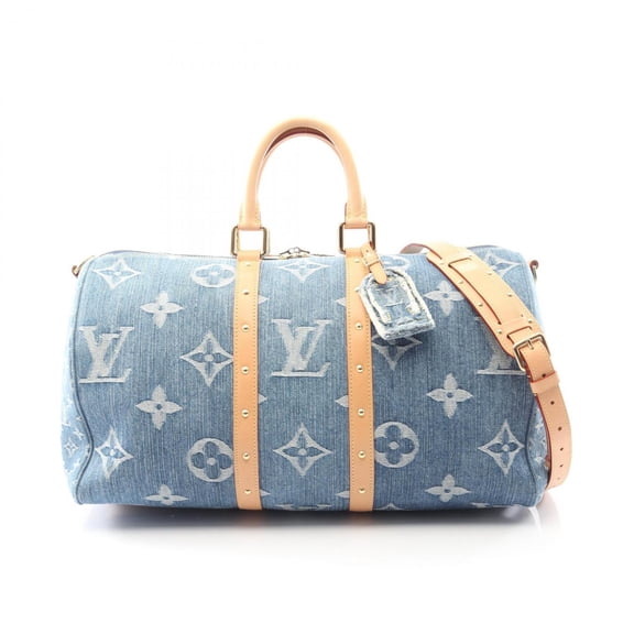 Pre-Owned Louis Vuitton LV Remix Keepall Bandoulire 45 Monogram Denim Boston Bag Handbag...