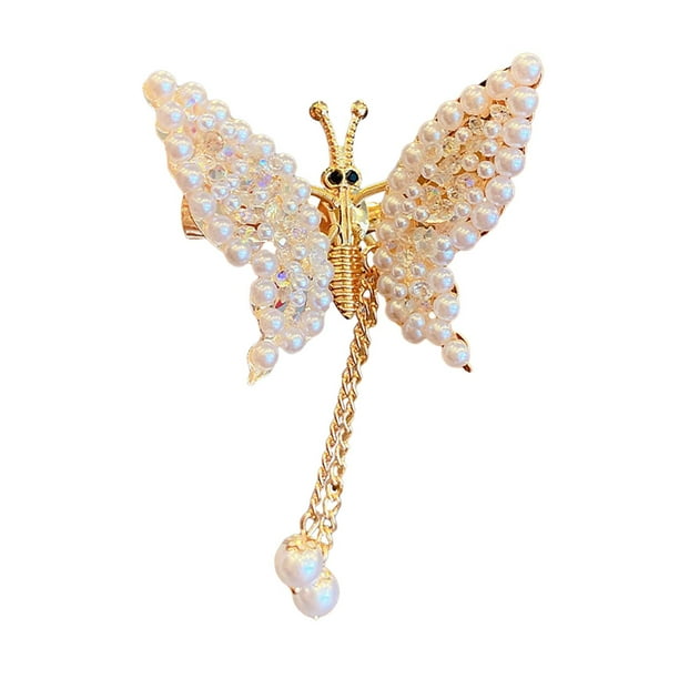 2 pinzas para el pelo de mariposa en movimiento, accesorios para el cabello, pinzas para el pelo, tocado, pasadores de pelo de mariposa para mujeres y Dorado CUTICAT Pinza para el cabello