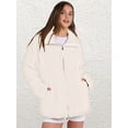 thumbnail image 5 of Osfvolr Womens Jacket Oversized Zip Up High Collar Long Sleeves Fuzzy Casual Winter Fall Coats with Pockets Cream White M, 5 of 8