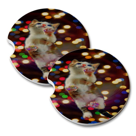 KuzmarK Sandstone Car Drink Coaster (set of 2) - Cat Painting