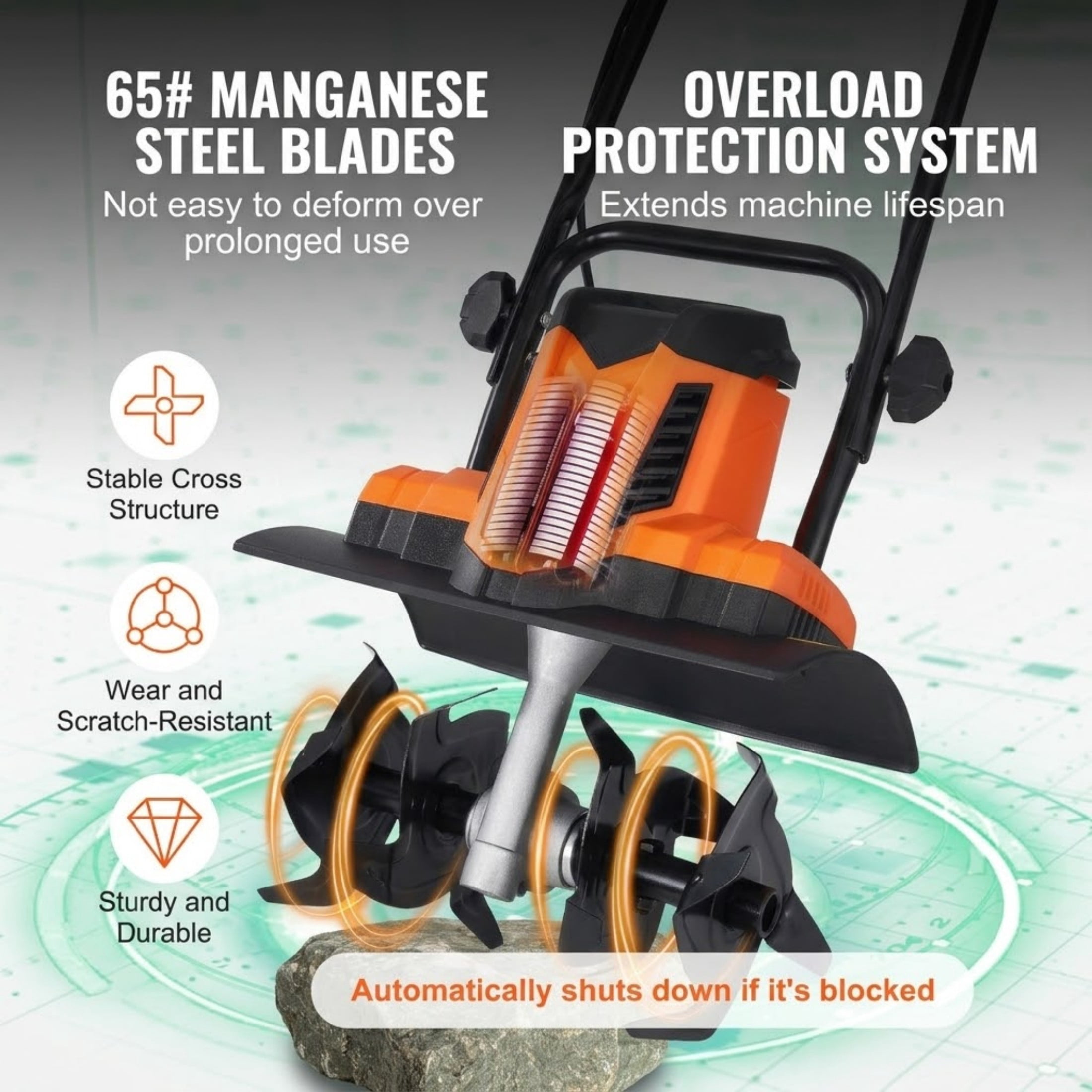 10 Amp Corded Electric Tiller and Cultivator, 14" Tilling Width & 3.94" Tilling Depth, Steel Tines Rototiller for Garden Soil Digging and Lawn Care