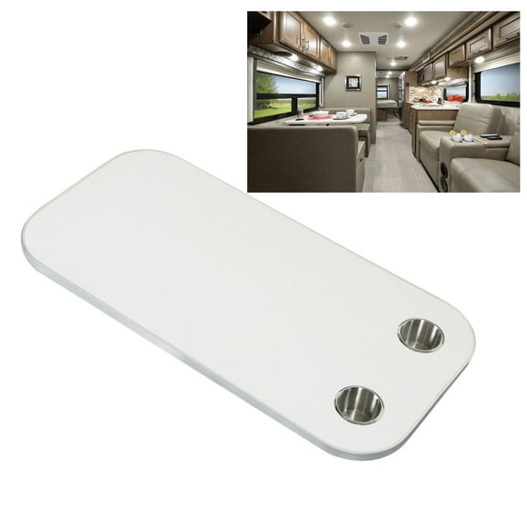 400x800mm Removable Rectangular Table Solid Wood Stainless Steel RV Table Board With 2 Cup Holders For RV Yacht RV Terrace Furniture