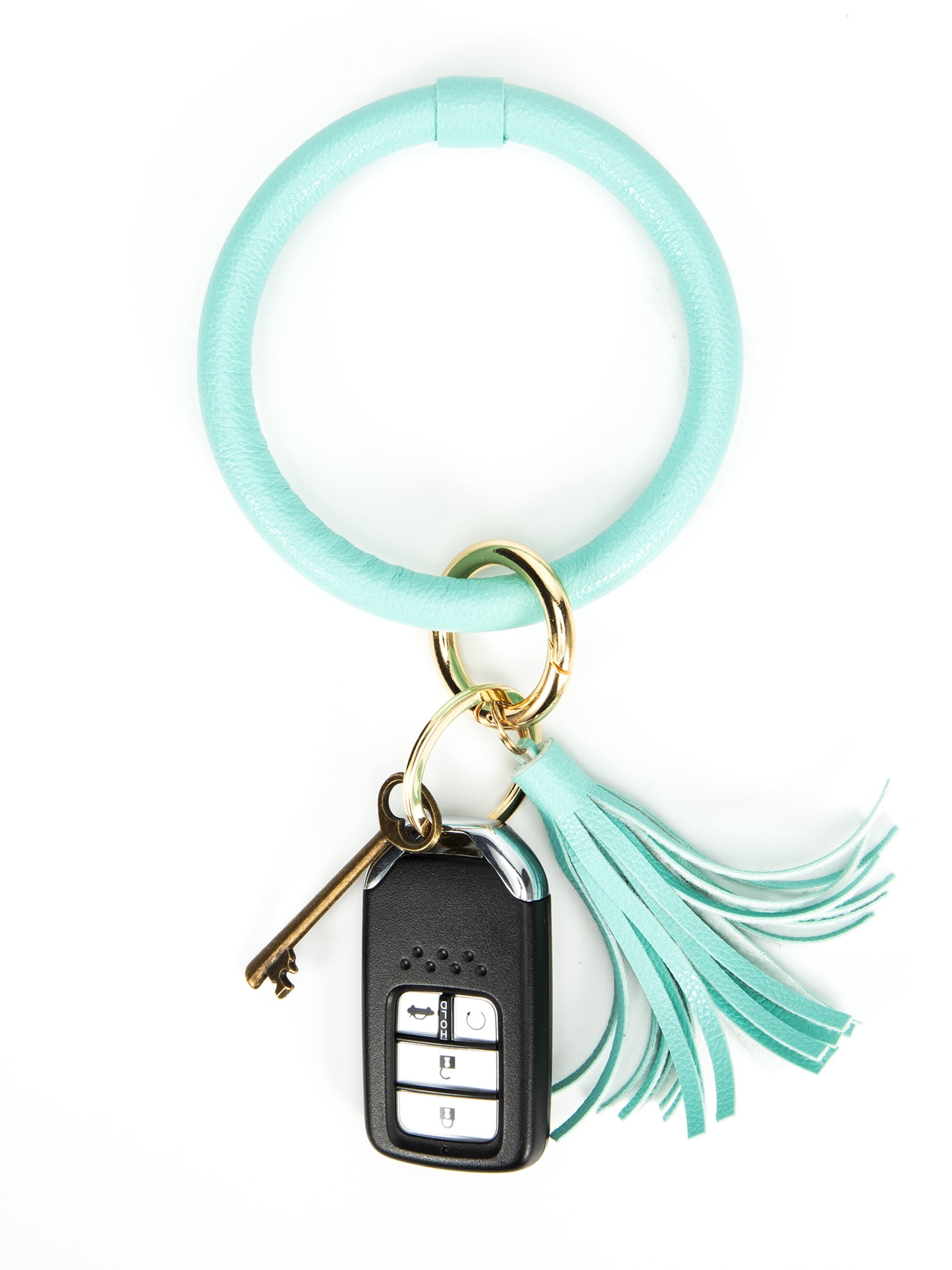 LELINTA Tassel Ring Circle Key Ring Keychain-Wristlet Leather Bracelet Key  Ring Bangle Keyring for Women Girls 