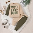 thumbnail image 2 of Kopltyrfg Toddler Baby Boy Fall Clothes 2T 3T 4T Letter Print Crew Neck Long Sleeve Sweatshirt Pants 2 Pcs Outfits (Beige), 2 of 7