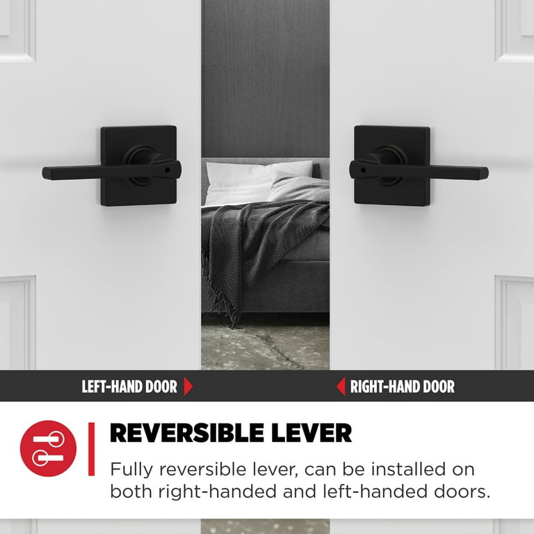 Kwikset Casey Square Privacy Lever Doorknob Matte Black - Contains