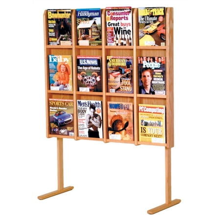 - 12-Magazine Floor Display in Light Oak Finish
