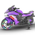 thumbnail image 2 of 12V Ride on Electric Car Toy, Electric Kids Motorcycle with LED, Bluetooth,Music,Horn,110Lbs Load,Violet, 2 of 7