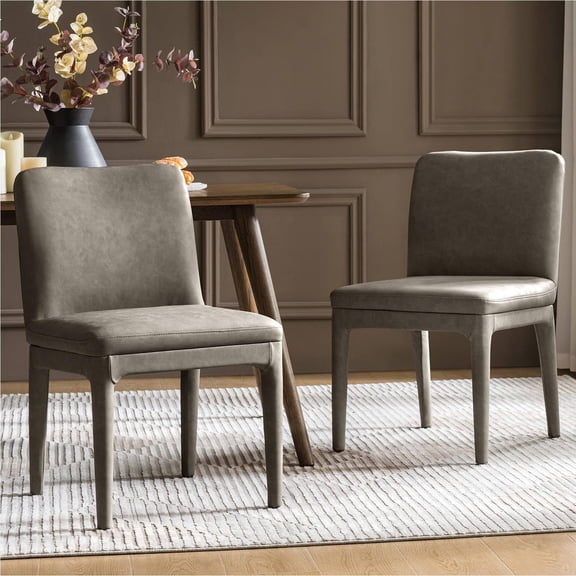 Modern Faux Leather Dining Side Chairs Set Of 2, Camel