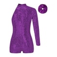 thumbnail image 2 of Haitryli Girls Sequins One Shoulder Ballet Dance Leotard Gymnastic Unitard Biketard Bodysuit Jumpsuit Dancewear Purple 6, 2 of 3