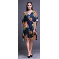 thumbnail image 4 of Bimba Navy Blue Floral Tropical Leaves & Ladies Kaftan Holiday Loungewear Midi Dress Beach Coverup-4X-5X, 4 of 5