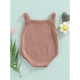 thumbnail image 4 of Coduop Newborn Sleeveless Knit Bodysuit,Infant Baby Boat Neck Button Playsuit Rompers, 4 of 8