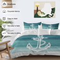 thumbnail image 3 of 3 Piece Nautical Anchor Teal Green Duvet Cover Set Full Size,Microfiber Comforter/Quilt Cover with Corner Ties and 2 Pillowcases,Coastal Ocean Ombre Striped All Season Bedding with Zipper Closure, 3 of 8