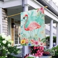 thumbnail image 5 of Pink Flamingo House Flag 28 x 40 Inch Large Vertical Double Sided Summer Fresh Palm Trees Background Watercolor Flowers Seasonal Outside Décor for Garden Yard Farmhouse Flags, 5 of 6