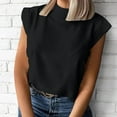 thumbnail image 3 of Lixiuxyad Loose Casual Round Neck Solid Color Short Sleeved T Shirt For Women Trendy Flowy,Black L, 3 of 6