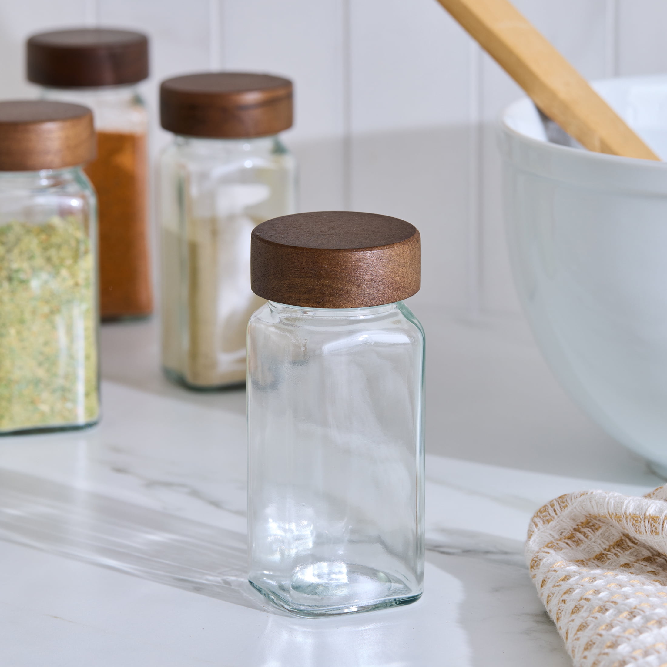 Better Homes and Gardens Glass Spice Jar with Wood Lid