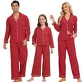 thumbnail image 1 of Conjunto de pijamas familiares a juego de Navidad Inspire Chic con camisa de botones de manga larga y pantalones S rojos [Mujeres], 1 of 5