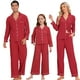 thumbnail image 1 of Conjunto de pijamas familiares a juego de Navidad Inspire Chic con camisa de botones de manga larga y pantalones S rojos [Mujeres], 1 of 5