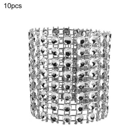 

MOKEJI Napkin Ring 10Pcs Rhinestone Napkin Ring Serviette Holder Wedding Holiday Party Table Decor