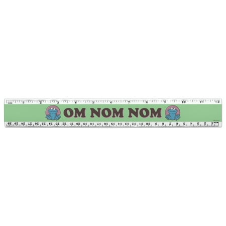 Sesame Street Cookie Monster Om Nom Nom 12 Inch Standard and Metric Plastic Ruler