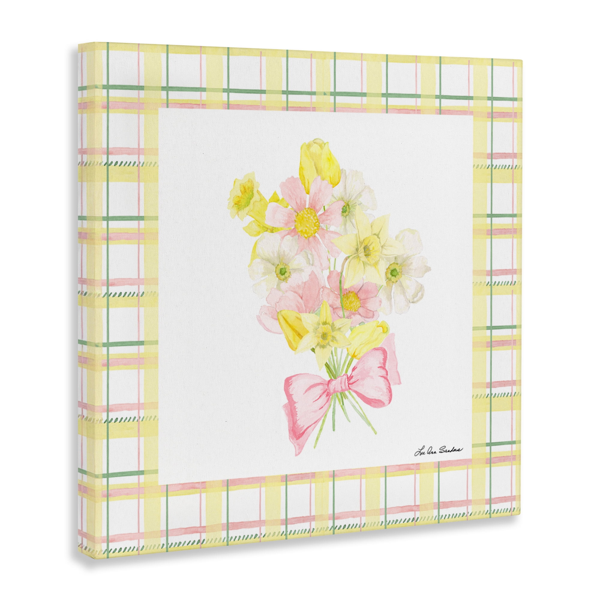 Spring Daffodils on Plaid Canvas Wall Art, design by Lee Ann Sanders