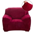 thumbnail image 2 of CJC Sofa Cover Plush Stretch 1 2 3 4 Seater Sofa Slipcover Chair Loveseat Couch Cover Furniture Protector Cover with 1 Pillowcase (1 Seater, Red), 2 of 11