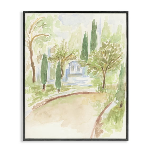 Stupell Industries Path to Cottage Abstract Landscape & Nature Painting Black Framed Art Print Wall Art, 11 x 14