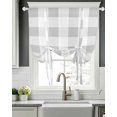 thumbnail image 5 of Grey Plaid Tie Up Curtains for Window, Thermal Insulated Balloon Shade Adjustable Rod Pocket Curtains Valance Panels for Kitchen Bathroom Cafe 52 x 45 Spring Summer Farmhouse Buffalo Checkered, 5 of 6