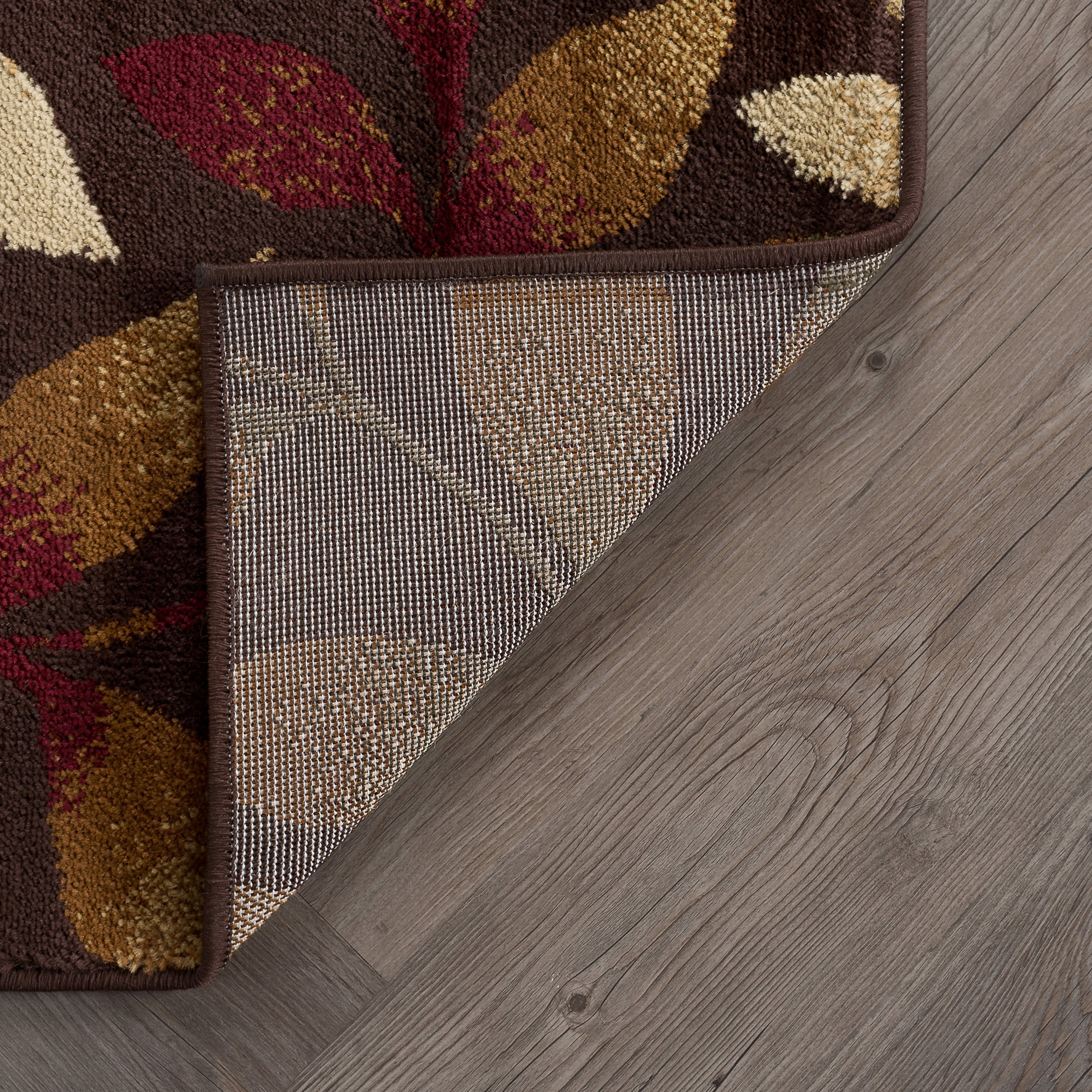 Transitional 8x10 Area Rug (7'6'' x 9'10'') Floral Brown, Red Living Room Easy to Clean
