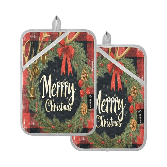 BZSMCE Pot Holder Oven Mitts Cooking baking Elegant Christmas Bowknot Print Creative Pattern Size:7x9.8in
