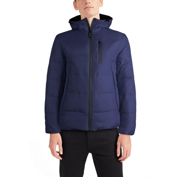 Ma Croix Mens Premium Lightweight Cold Resistant Down Jacket with Fleece Lined Hood