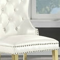 thumbnail image 5 of Modern Leatherette Dining Chairs Set of 2, Upholstered Dining Room Chairs in Button Tufted and Nailhead Trim with Metal Legs, Accent Wingback Armless Side Chair, for Living Room, White, 5 of 6