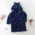 thumbnail image 2 of NOLDARES Boys Girls Fleece Robe Hooded Toddler Soft Bathrobe Pajamas Sleepwear for Kids Girls,Navy,3-4 Y, 2 of 9