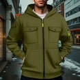 thumbnail image 2 of WTOBBY Men's Military Cargo Hoodie Jacket, Multi-Pocket Zippered Tactical Top, Athletic Wear for Outdoor Training and Street Style Fashion,Army Green XL, 2 of 8