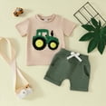 thumbnail image 2 of TOWED22 Toddler Baby Boy Summer Clothes Embroidery T-Shirt Casual Shorts Sets Infant Truck Excavator Dinosaur Pattern Outfits(Green,3-6 M), 2 of 9
