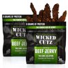 Wicked Cutz Premium Tender Beef Jerky, High Quality, Volcanic Jalapeno, 9g Protein, 2.75 oz, 2-Pack