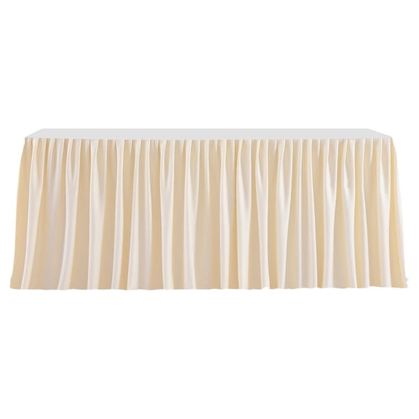 Faldón de mesa de 1,8 m para mesas rectangulares, mantel plisado resistente a las arrugas, mantel reutilizable con volantes.