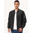 thumbnail image 2 of Cortavientos para hombre, corte slim, ligero, de manga larga, con cremallera, chaqueta bomber Negro S Unique Bargains Chaqueta, 2 of 5