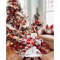 thumbnail image 4 of Round Tablecloth with Elastic Christmas Snowman Silver Pine Leaves Black Red Buffalo Plaid Waterproof Table Cover Wipeable Fitted Table Cloths for 55"-60" Round Tables Dining Kitchen, 4 of 6