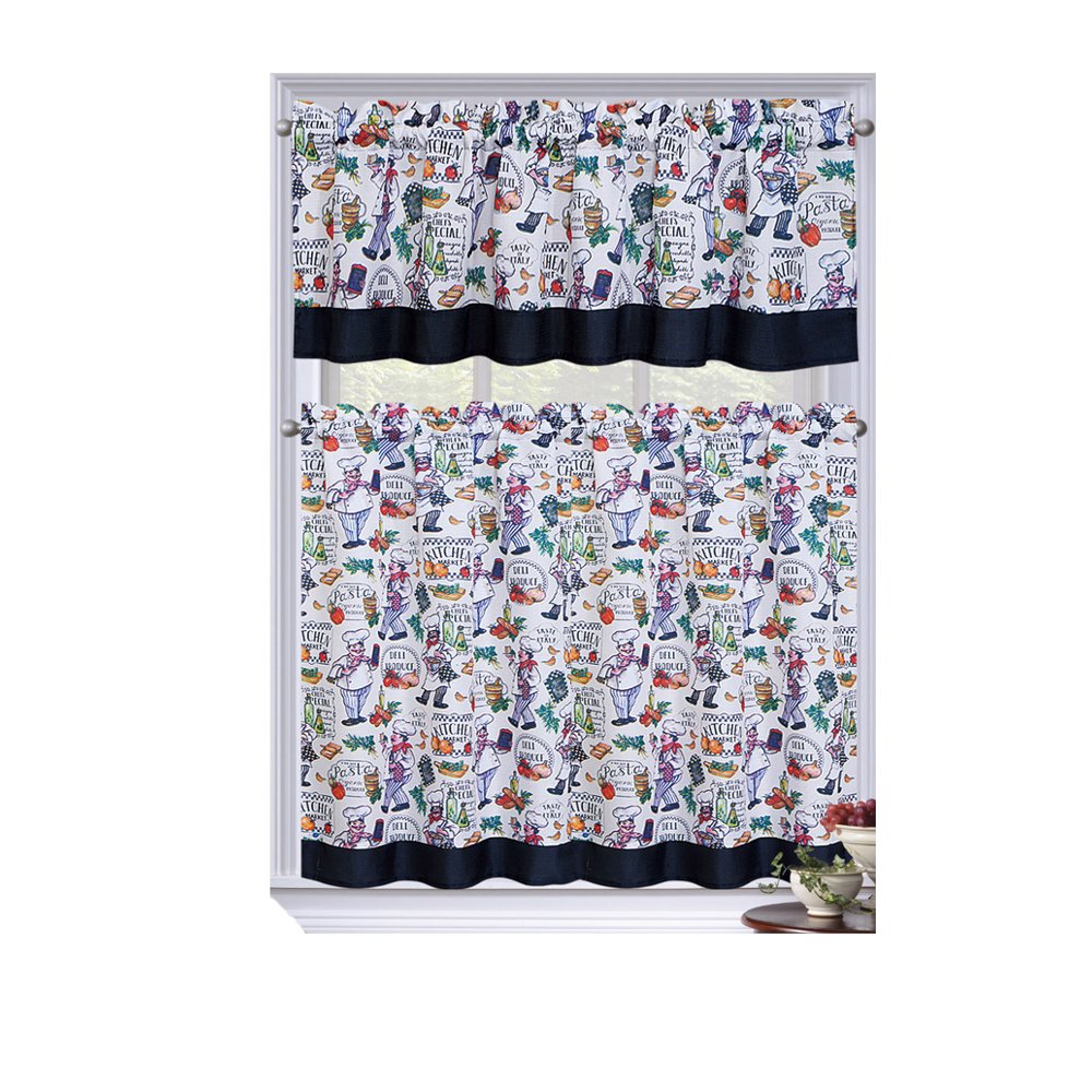 Regal Home Collections Bistro Chef Complete Kitchen Curtain Tier