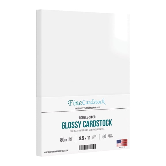 8.5” x 11” Double-Sided Gloss White Card Stock Paper, Great for Photos, Marketing Materials, Posters, Business Covers, etc. | 80lb (216gsm) | 50 Sheets | Printable Both Sides, For Laser Printer Only