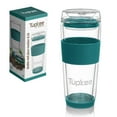 thumbnail image 2 of Tupkee Double Wall Glass Tumbler - 14-Ounce, All Glass Reusable Insulated Tea/Coffee Mug & Lid, Hand Blown Glass Travel Mug - Cyan - 2 Pack, 2 of 8