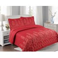 thumbnail image 1 of Marina Decoration Embroidered Stitching Coverlet Bedspread Ultra Soft Solid Bedding Summer Quilt Set with Quilted Sham, Gold Floral Red Pattern, 1 of 7
