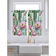 thumbnail image 2 of Kitchen Curtains 54 Inches length, Pink Succulent Window Treatment Curtain Drapes, Green Cactus Watercolor Pastoral Decorative Window Curtains for Bedroom Cafe, 52"x54", 2 Panels, 2 of 7